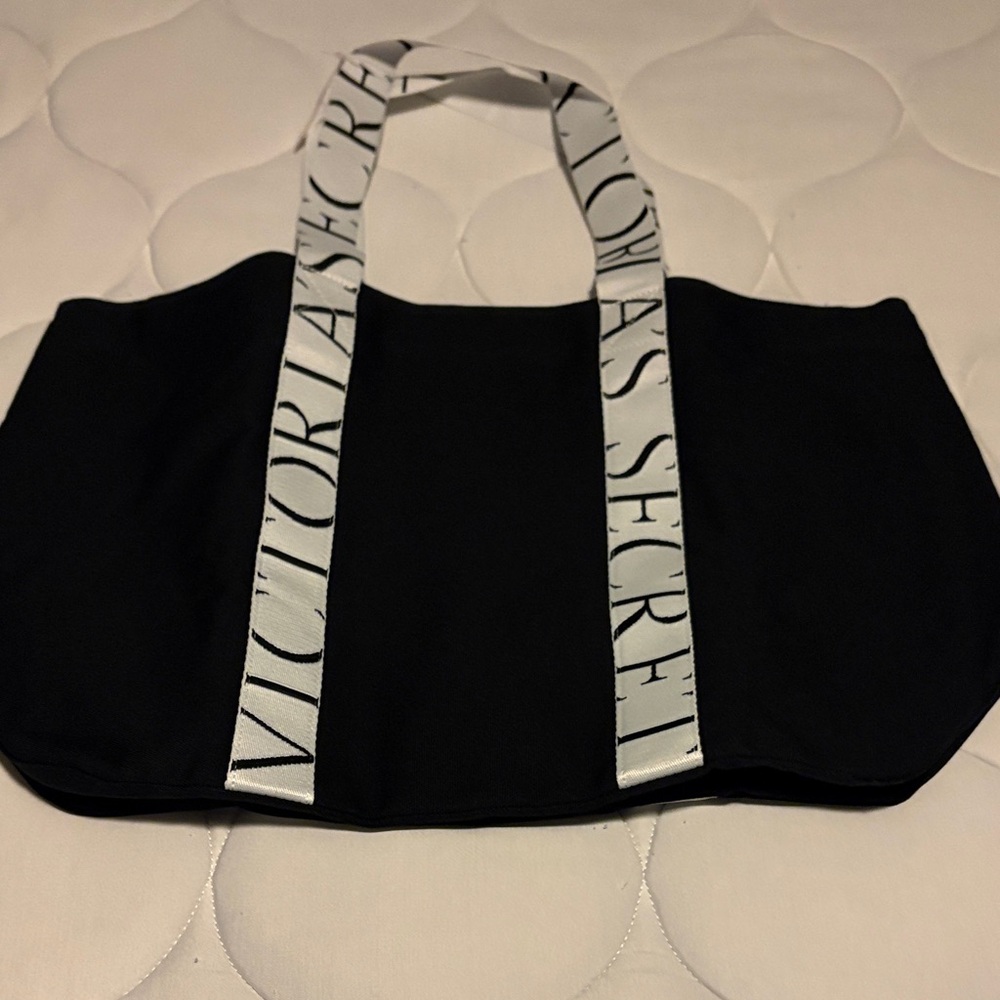 Victoria's Secret Black Tote with White Straps